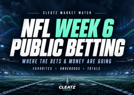 CLEATZ NFL Week 6 public betting report covering favorites, underdogs and totals.