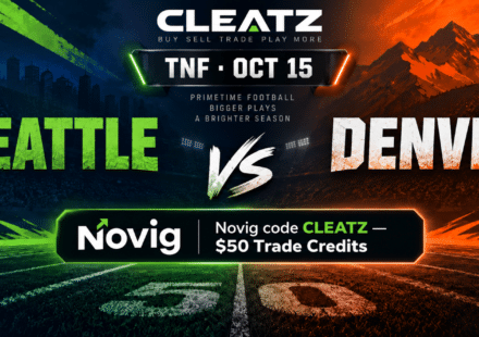 Novig promo code CLEATZ graphic for Seahawks vs. Broncos Thursday Night Football, October 15, 2026